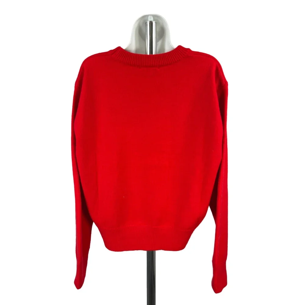 She + Sky Women's Red Sequin Bow Long Sleeve Sweater - M/L